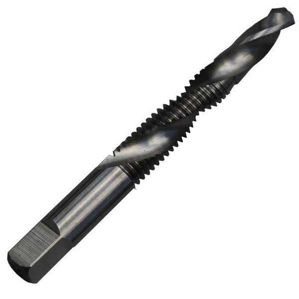 Qualtech Combined Drill and Tap, Series DWT, Imperial, 3816 Thread, Round Shank, HSS, Bright DWT3/8-16DRAP
